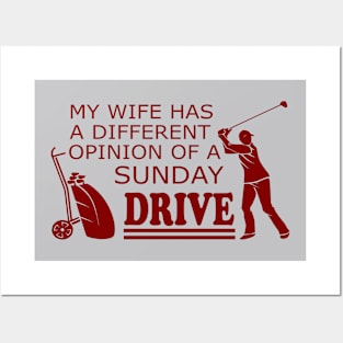 Funny Sunday Drive Golfing Posters and Art